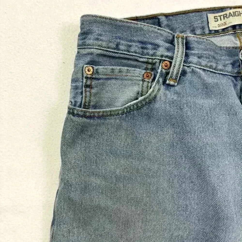 Vintage‎ Levi’s 505 Retro Med Wash Faded Slim Straight Mens Jeans Size 34/32